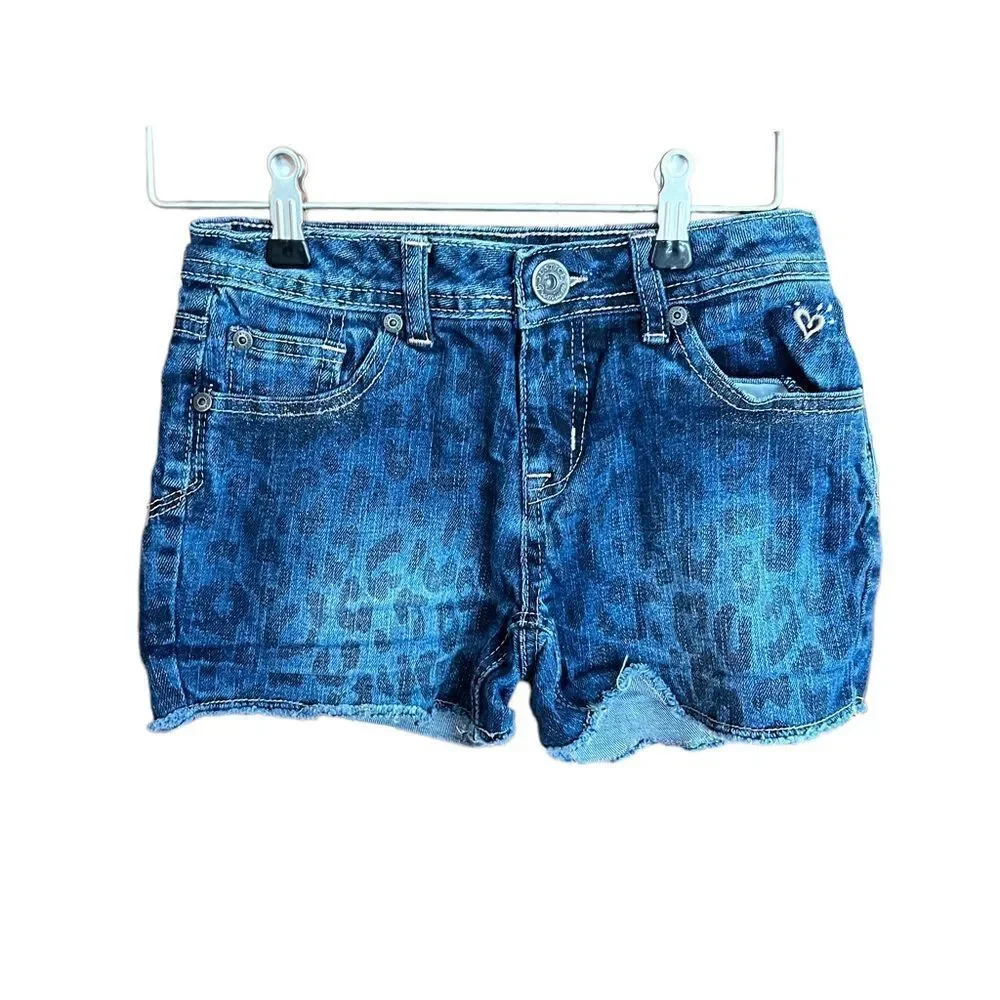 Justice girl’s denim shorts with cheetah print size 12‎